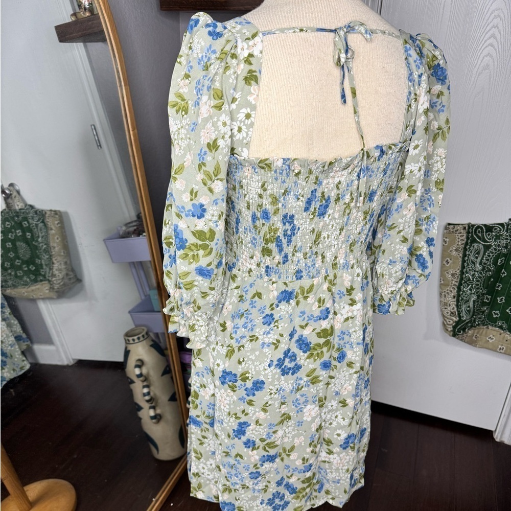 Reformation‎ Floral Blue and Green Women's Dress - Picture 5 of 5